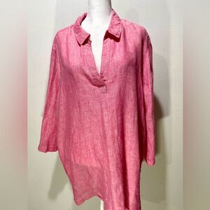 Sigrid Olsen linen shirt Long Sleeve Beach Resort Wear Summer Women’s 1X